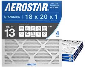 P25s.011820-4 Aerostar 18x20x1 Merv 13 Air Filter 4 Pack Set Of Hvac Furnace Filters Electrostatic