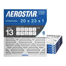 P25s.012023 Aerostar 20x23x1 Merv 13 Pleated Air Filter Ac Furnace 6 Pack Actual Dim