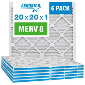 P80s.012020-6 Aerostar 20x20x1 Merv 8 Pleated Air Filter Ac Furnace And Hvac 6 Pack