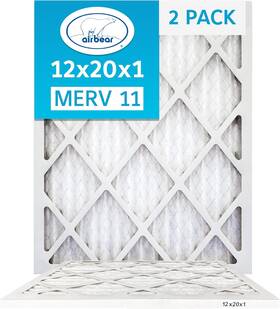 Air Bear 313042070048 12x20x1 Filter Merv 11 2-pack Pleated Hvac Replacemen