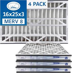T08-16253-4p Air Bear 16x25x3 Cub Pleated Hvac Filter Merv 8 4-pack Actual Size 15.7