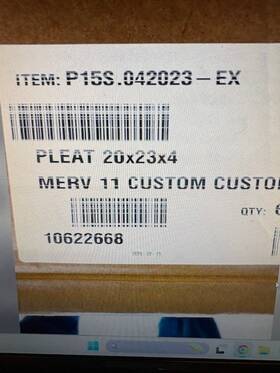 6gkl4 Air Handler Standard Capacity Pleated Filter - White 20x23x4 Merv 11