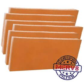 Merv8 Air One Supply 10-1/2x21-3/4 Pack Of 6 - Filter Pads Orange / White 10.5 Inch X 21.75 1