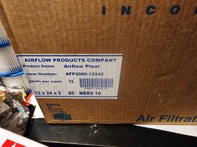 Afp2000-12242 Airflow Products 12x24x2 Merv 10 Pleated Home A/c Furnace Air Filter 12-pack