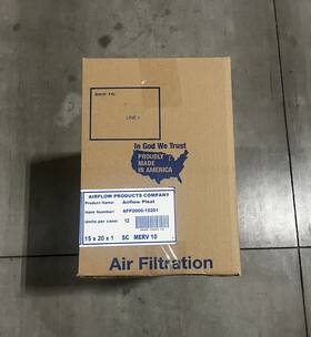 Afp2000-15201 Airflow Products 15x20x1 Merv 10 Pleated Home A/c Furnace Air Filter 12-pack