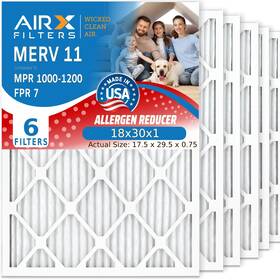 Airx Filters 810095108143 18 X 30 In 1 Air Filter Merv 11 6 Pack Electrostatic Pleated Hvac