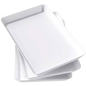 Ihuw9888 Angel Sar 15 Inch X 10 Plastic Reusable Serving Tray For Party Food Supplies White