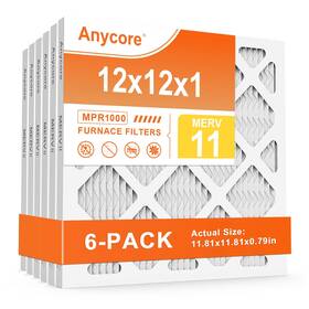6011-merv11 Anycore 12x12x1 Merv 11 Ac Air Filters 6 Pack Hvac Pleated Replacement