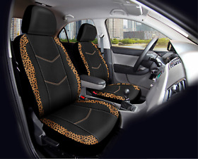 Yt014 Auto Drive Brown Leopard Faux Leather Car Seat Covers Set Of 2