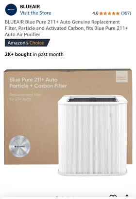 109412 Blueair Blue Pure 211 Auto Genuine Replacement Filter Particle And Activated Carbon