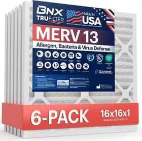 Bnx 810134860322 Trufilter 16x16x1 Air Filter Merv 13 6 Pack Made In Usa Hvac Filters