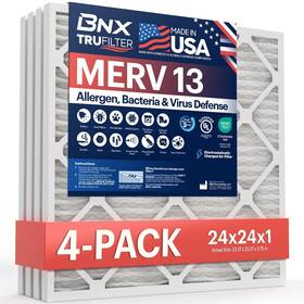 Bnx 810134861862 Trufilter 24x24x1 13 4-pack - Made In Usa Ac For Allergies Pollen Mold