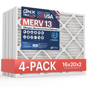 Bnx 810134862272 Trufilter 16x20x2 13 4-pack Ac Furnace Air Filter - Made In Usa Electrost