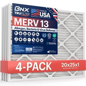 Bnx 850028451410 Trufilter 20x25x1 Air Filter Merv 13 4-pack - Made In Usa Electrostatic P