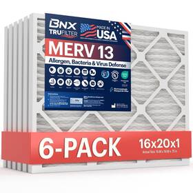 Bnx 850028451489 Trufilter 16x20x1 Air Filter Merv 13 6-pack - Made In Usa Electrostatic P