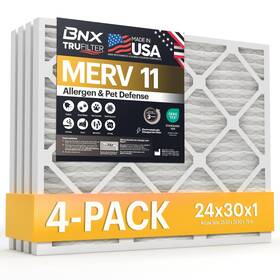 Bn-m11d-24x30x1-4pp Bnx Trufilter 24x30x1 Air Filter Merv 11 4pack Made In Usa Allergen Defense