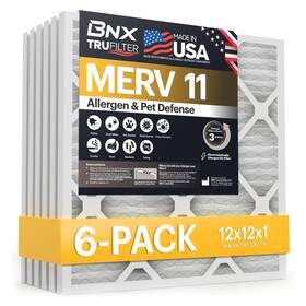 Bn-m11s-12x12x1-6pp Bnx 12x12x1 Air Filter Merv 11 6-pack - Electrostatic Pleated For Allergies
