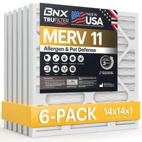 Bn-m11s-14x14x1-6pp Bnx Trufilter 14x14x1 Air Filter Merv 11 6-pack - Made In Usa Allergen Defense