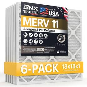 Bn-m11s-18x18x1-6pp Bnx 18x18x1 Merv 11 Air Filter 6-pack - Allergen Defense For Ac/furnace