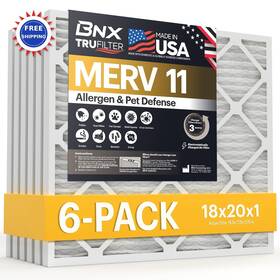 Bn-m11s-18x20x1-6pp Bnx Filters 18x20x1 6 Pack Merv 11 Allergen Defense Pleated Hvac Ac Furnace Air