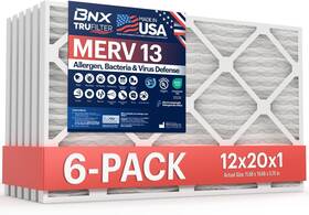 Bn-m13d-12x20x1-6pp Bnx Trufilter 12x20x1 Air Filter Merv 13 6-pack - Made In Usa
