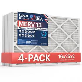 Bn-m13d-16x25x2-4pp Bnx 16x25x2 Merv 13 Air Filter 4-pack - Electrostatic Ac Furnace Filters