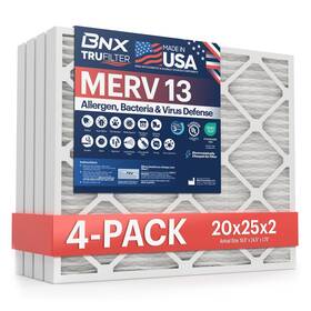 Bn-m13d-20x25x2-4pp Bnx Filters 20x25x2 Merv 13 4 Pack Trufilter Air Furnace Electrostatic
