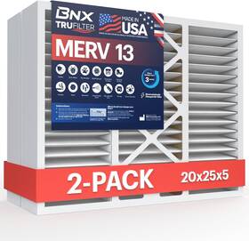 Bn-m13d-20x25x5-hw-2pp Bnx Merv 13 20x25x5 Air Filter 2-pack Honeywell Compatible Usa Made Mpr 1900