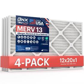 Bn-m13s-12x20x1-4pp Bnx 12x20x1 Merv 13 Air Filter 4-pack For Allergies And Allergens