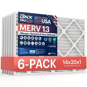 Bn-m13s-14x20x1-6pp Bnx Trufilter 14x20x1 Air Filter Merv 13 6-pack - Made In Usa Electrostat