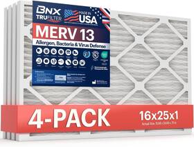 Bn-m13s-16x25x1-4pp Bnx Trufilter 16x25x1 Air Filter Merv 13 4-pack - Made In Usa