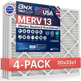 Bn-m13s-20x23x1-4pp Bnx Filters Merv 13 20x23x1 Pleated 4 Pack Electrostatic Hvac Allergen Furnace Air