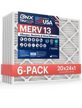 Bn-m13s-20x23x1-6pp Bnx Trufilter 20x24x 1 Air Filter Merv 13 6-pack - Made In Usa Electrostatic