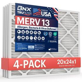 Bn-m13s-20x24x1-4pp Bnx 20x24x1 Merv 13 Air Filter 4-pack - Electrostatic Hvac Filters