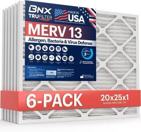 Bn-m13s-20x25x1-6pp Bnx Trufilter 20x25x1 Air Filter Merv 13 6-pack - Made In Usa