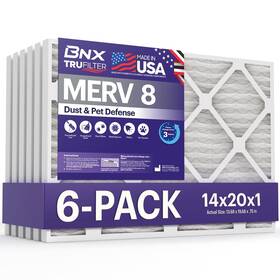Bn-m8s-14x20x1-6pp Bnx 14x20x1 Air Filter Merv 8 6-pack - Dust Pet Defense Hvac Filters
