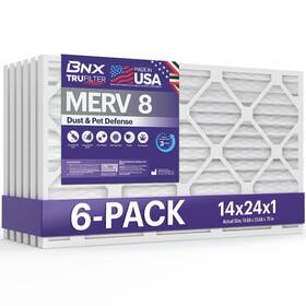 Bn-m8s-14x24x1-6pp Bnx 14x24x1 Air Filter Merv 8 6-pack - Dust And Pet Defense For Hvac Ac