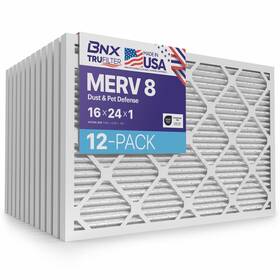 Bn-m8s-16x24x1-12pp Bnx Filters 16x24x1 Merv 8 12 Pack Pleated Hvac Ac Furnace Made In Usa Air Trufilter