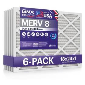 Bn-m8s-18x24x1-6pp Bnx 18x24x1 Air Filter Merv 8 6-pack - Dust Pet Defense Hvac Filters