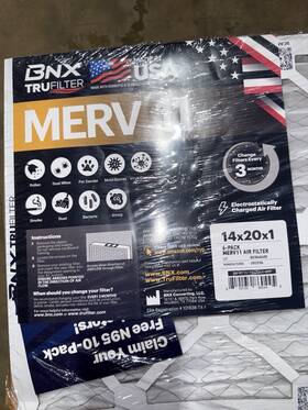Bnx-m11s-14x20x1-6pp Bnx 14x20x1 Merv 11 Air Filter 6 Pack Electrostatic Pleated Made In Usa