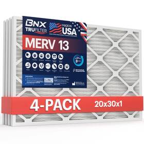 C2502190n Bnx 4 Pack Trufilter Merv 13 Air Filters 20x30x1 -allergen Bacteria And Virus Defense