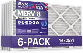 Bnx Converting Llc 313043131168 Trufilter 14x25x1 Air Filter Merv 8 6 Pack - Made In Usa Dust And Pet Defe