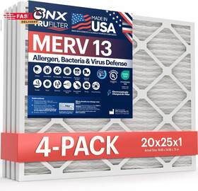 Bnx Converting Llc 744110398892 Trufilter 20x25x1 Air Filter Merv 13 4-pack - Made In Usa Electrostatic