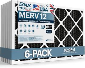 Bn-m12s-16x25x1-6pp Bnx Converting Llc Trufilter 16x25x1 Merv 12 Odor Defense 6-pack Ac Furnace Air Filter With A