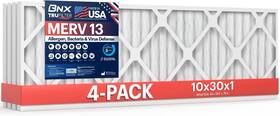 Bn-m13d-10x30x1-4pp  Bnx Converting Llc Trufilter 10x30x1 Air Filter Merv 13 4-pack Made In Usa Electrostatic Pleated