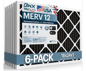 Pgv3kvr Bnx Trufilter 18x24x1 Merv 12 Odor Defense 6-pack Ac Furnace Air Filter Wit