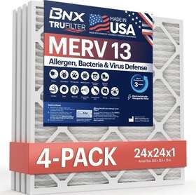 Bnx Trufilter 850048312616 24x24x1 Merv 13 Air Filter Electrostatic Pleated Conditioner
