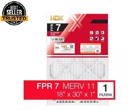 Branded 313026479478 Hdx 18 Inch X 30 1 Allergen Plus Pleated Air Filter Fpr 7 Merv 11. New