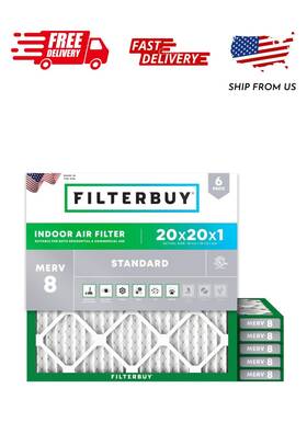 Branded 717267075794 Filterbuy 20x20x1 Air Filter Merv 8 Dust Defense 6-pack Pleated Hvac Ac Furna