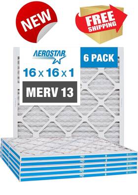 Canopy 192212039784 Aerostar 16x16x1 Merv 13 Pleated Ac And Furnace Air Filter Mpr 1500 10 6 Pack